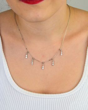Naszyjnik srebrny 925 Dall’Acqua 🌟 z wiszącymi cyrkoniami 💎, łańcuszek 60 cm. Elegancki, kobiecy dodatek idealny na prezent 🎁 (2).JPG